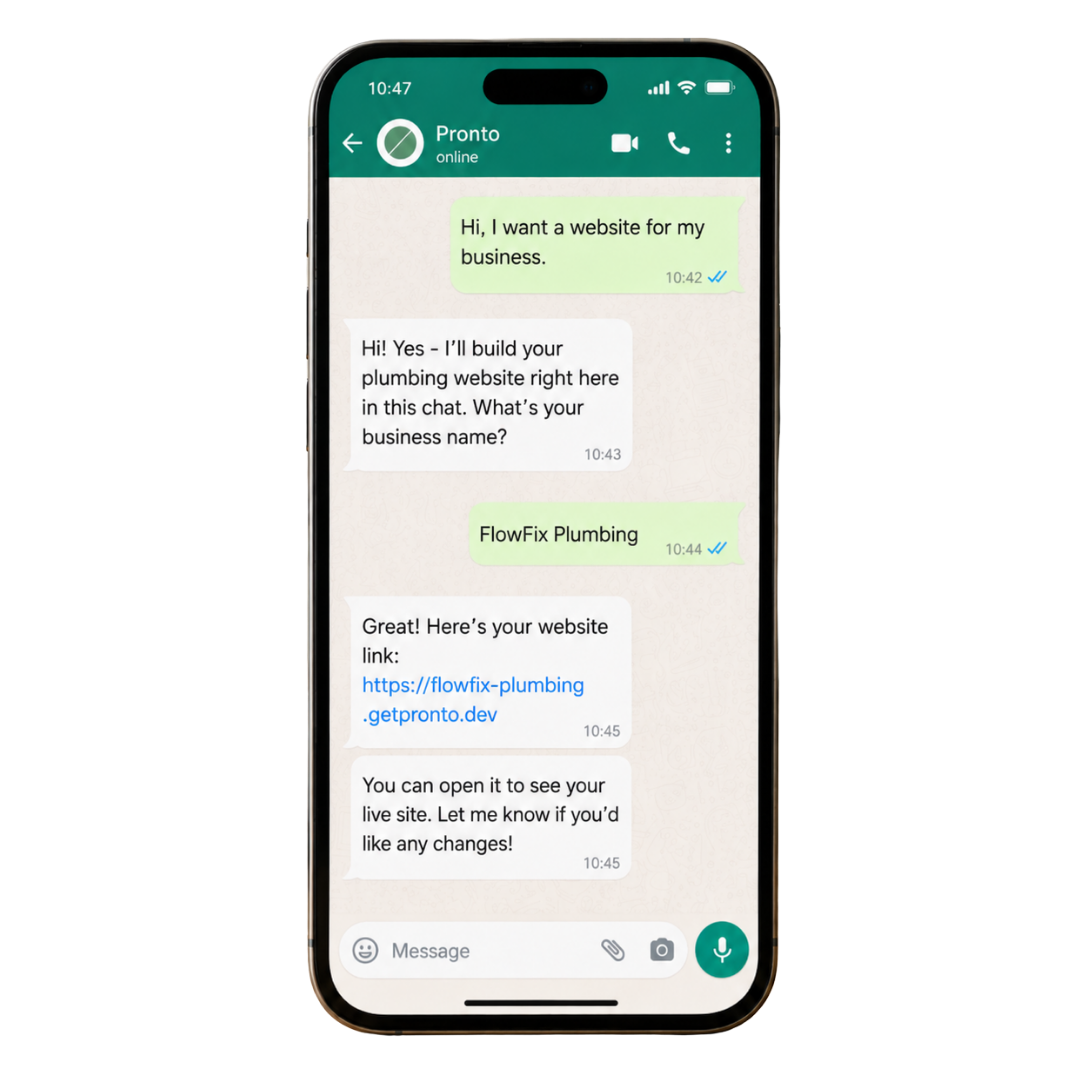 Building a website over WhatsApp with Pronto